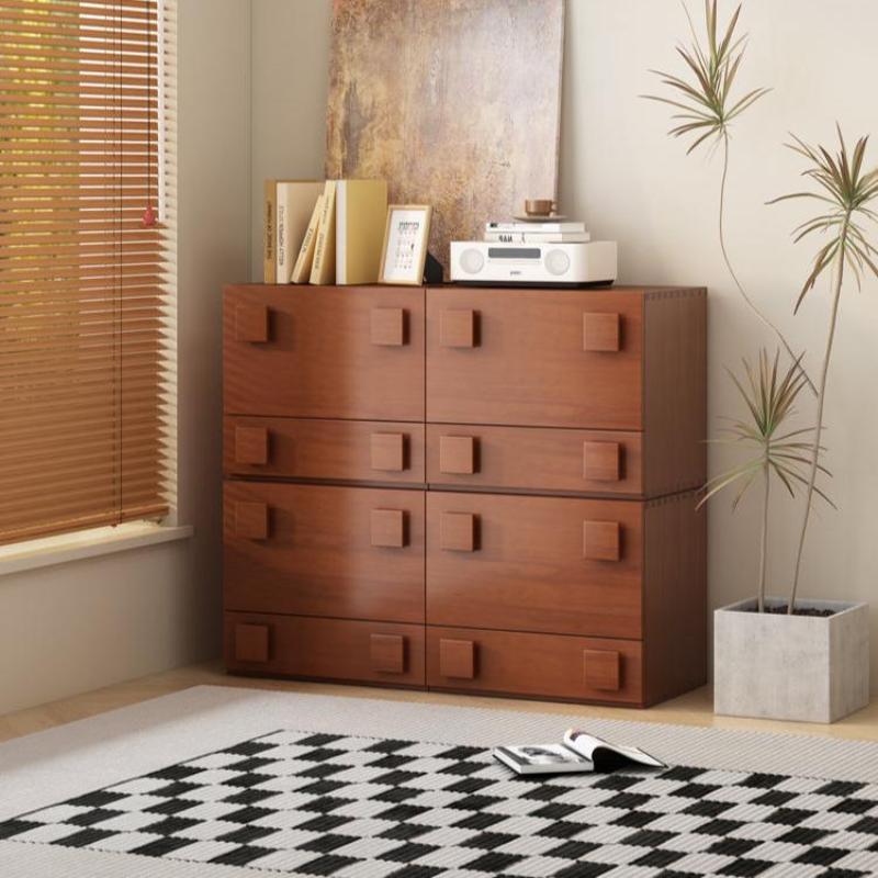Retro Solid Wood Cube Storage Cabinet with Safety Door & Drawer Nightstands Bedside End Table - Image 6