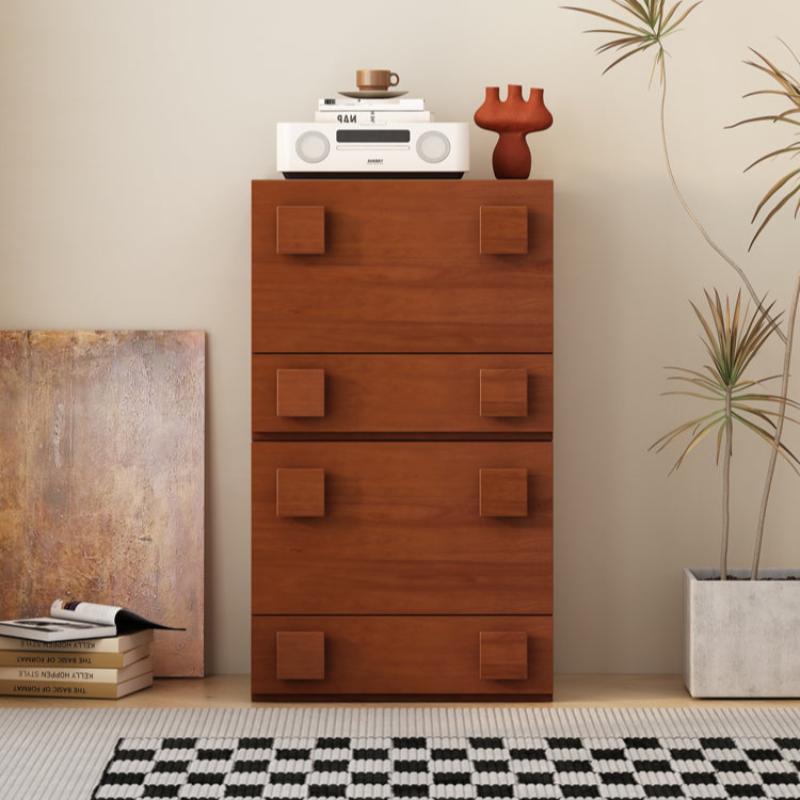 Retro Solid Wood Cube Storage Cabinet with Safety Door & Drawer Nightstands Bedside End Table - Image 3