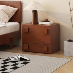Alternative view of Retro Solid Wood Cube Storage Cabinet with Safety Door & Drawer Nightstands Bedside End Table