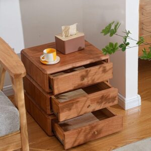 Alternative view of 3-layer Rotating Solid Wood Nightstand Creative Storage Cabinet