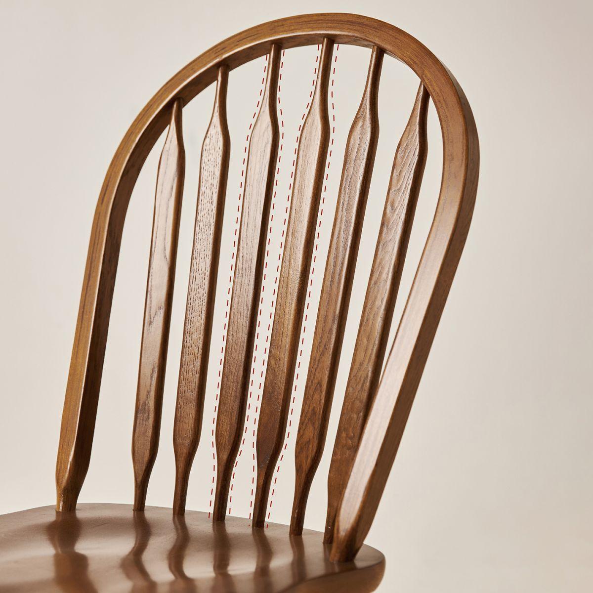 Oak Wood Windsor Back Side Chair for Home - Set of 2 - Image 5