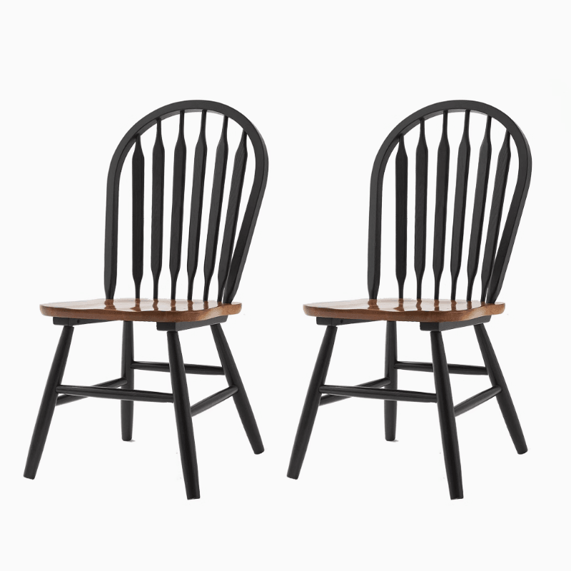 Oak Wood Windsor Back Side Chair for Home - Set of 2 - Image 17