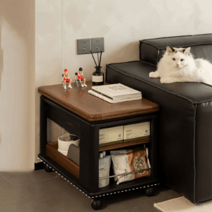 Alternative view of Walnut Wood Coffee Table With Storage Modern End Tables For Living Room/Kitchen
