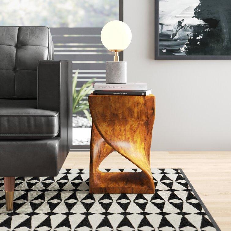 Handmade Solid Wood Double Twist Side Table | Rustic Natural Grain Abstract Form - Image 13