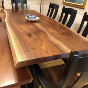 Alternative view of "Onegrain" Live Edge Solid Wood Dining Table with U Shape Metal Legs