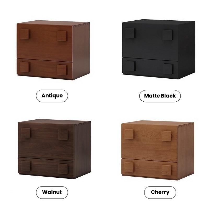Retro Solid Wood Cube Storage Cabinet with Safety Door & Drawer Nightstands Bedside End Table - Image 7