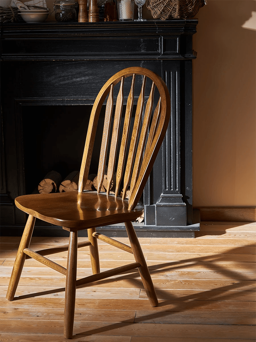 Oak Wood Windsor Back Side Chair for Home - Set of 2 - Image 10