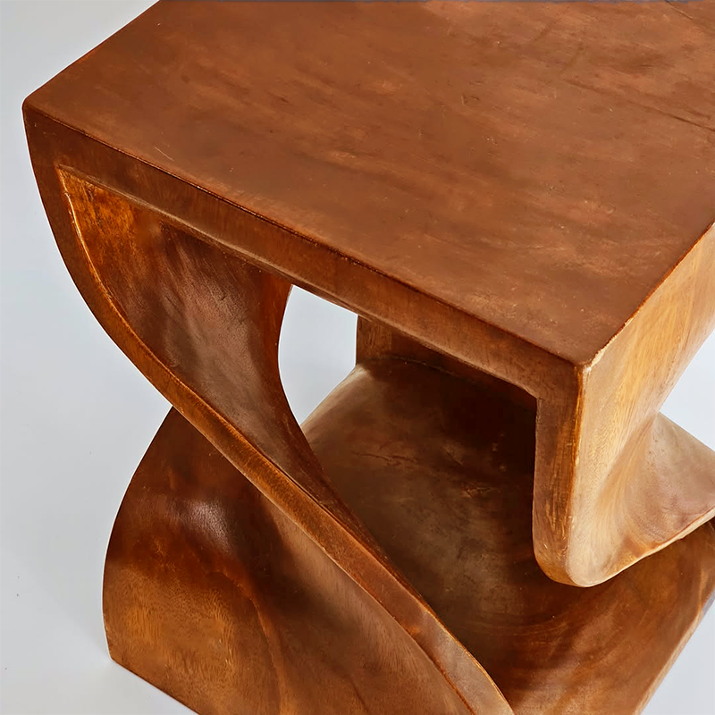 Handmade Solid Wood Double Twist Side Table | Rustic Natural Grain Abstract Form - Image 11