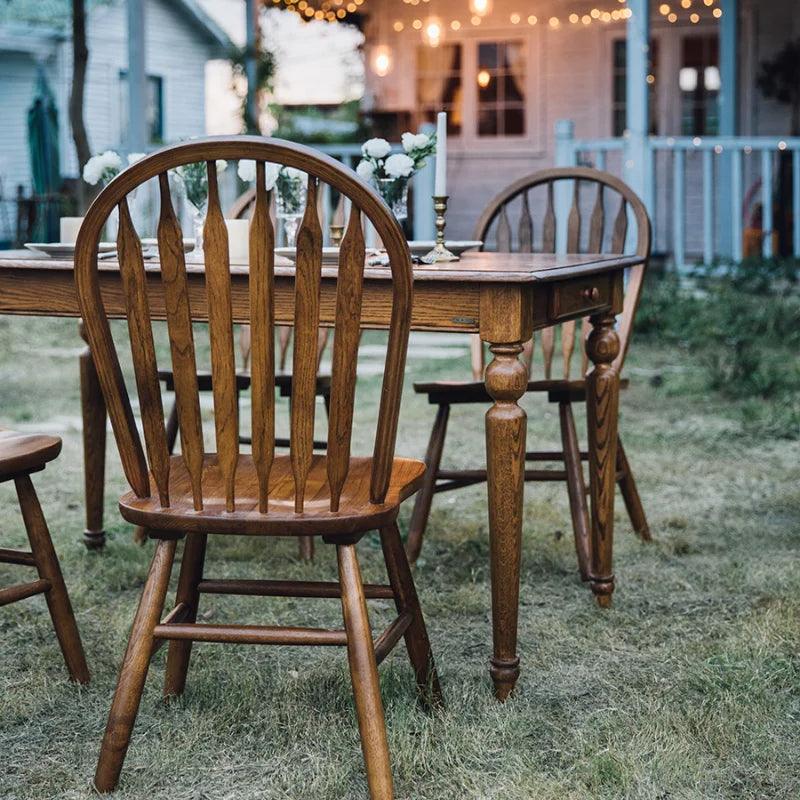 Oak Wood Windsor Back Side Chair for Home - Set of 2 - Image 9