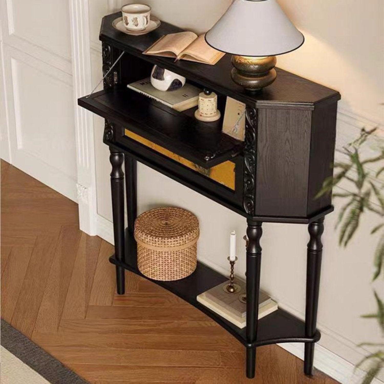 H35" Light Luxury Accent Solid Wood Storage Console Table Cabinet - Image 7