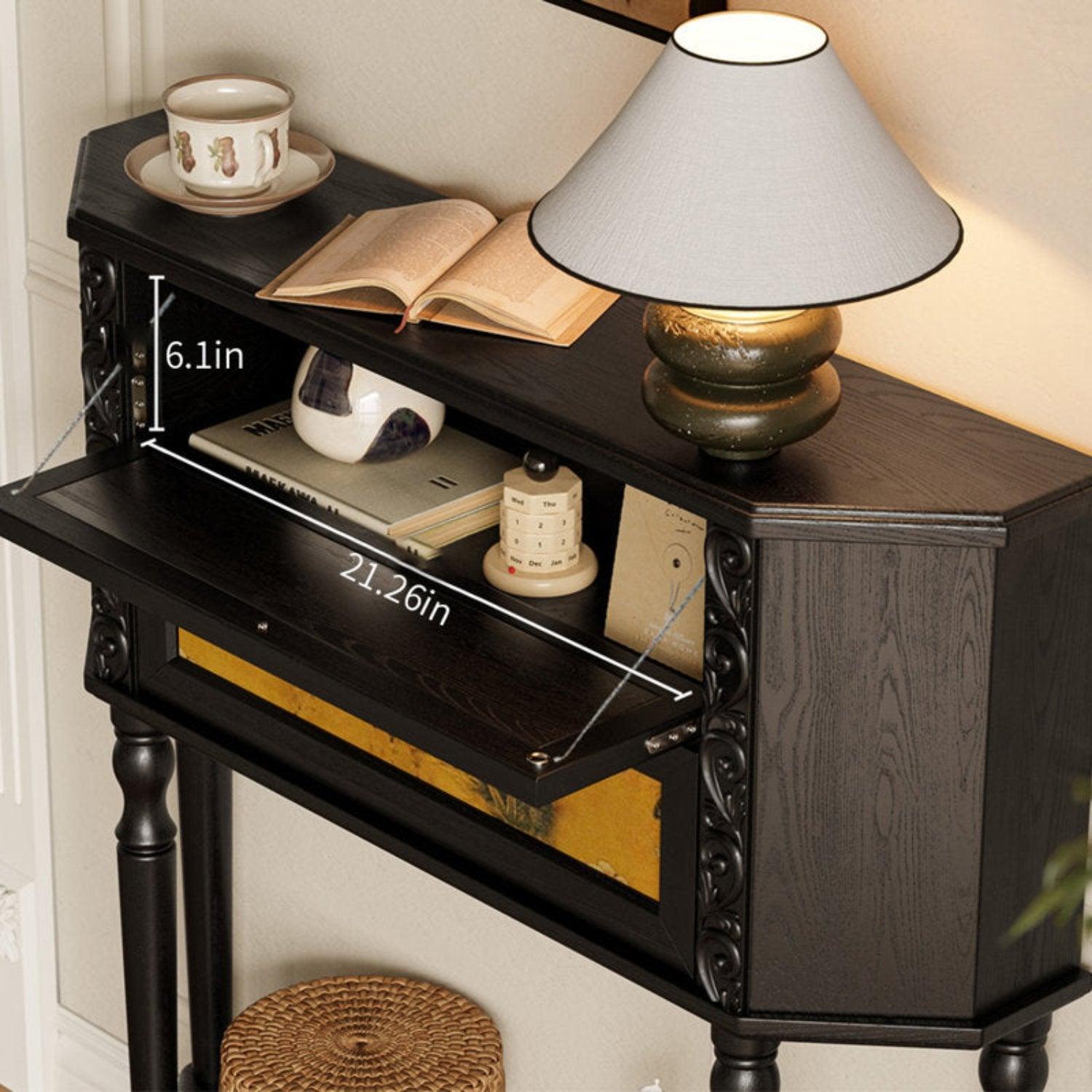 H35" Light Luxury Accent Solid Wood Storage Console Table Cabinet - Image 9