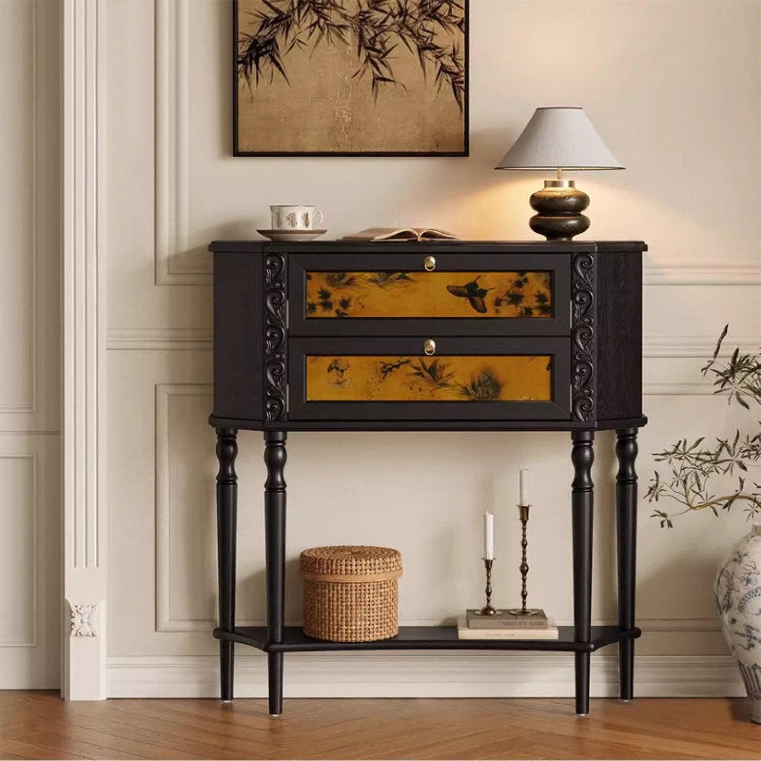 H35" Light Luxury Accent Solid Wood Storage Console Table Cabinet - Image 10
