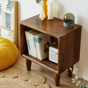 Solid Wood Modular Single Box Bookcase with Four Legs Open Storage Shelving Bedroom Nightstand