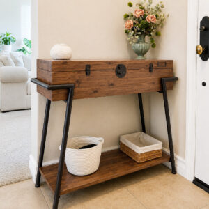 Alternative view of Wood Porch Console Table Side Cabinet Retro Sofa Table